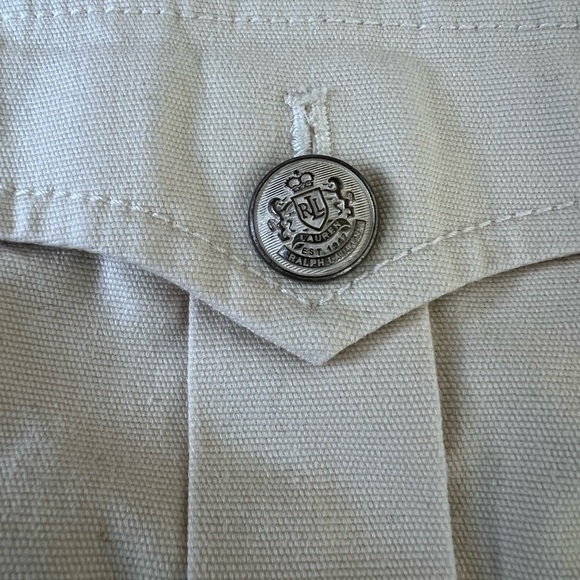 Lauren Ralph Lauren Ivory Cotton 4 Pocket Utility Botton Up Jacket Size 10 - Picture 3 of 9